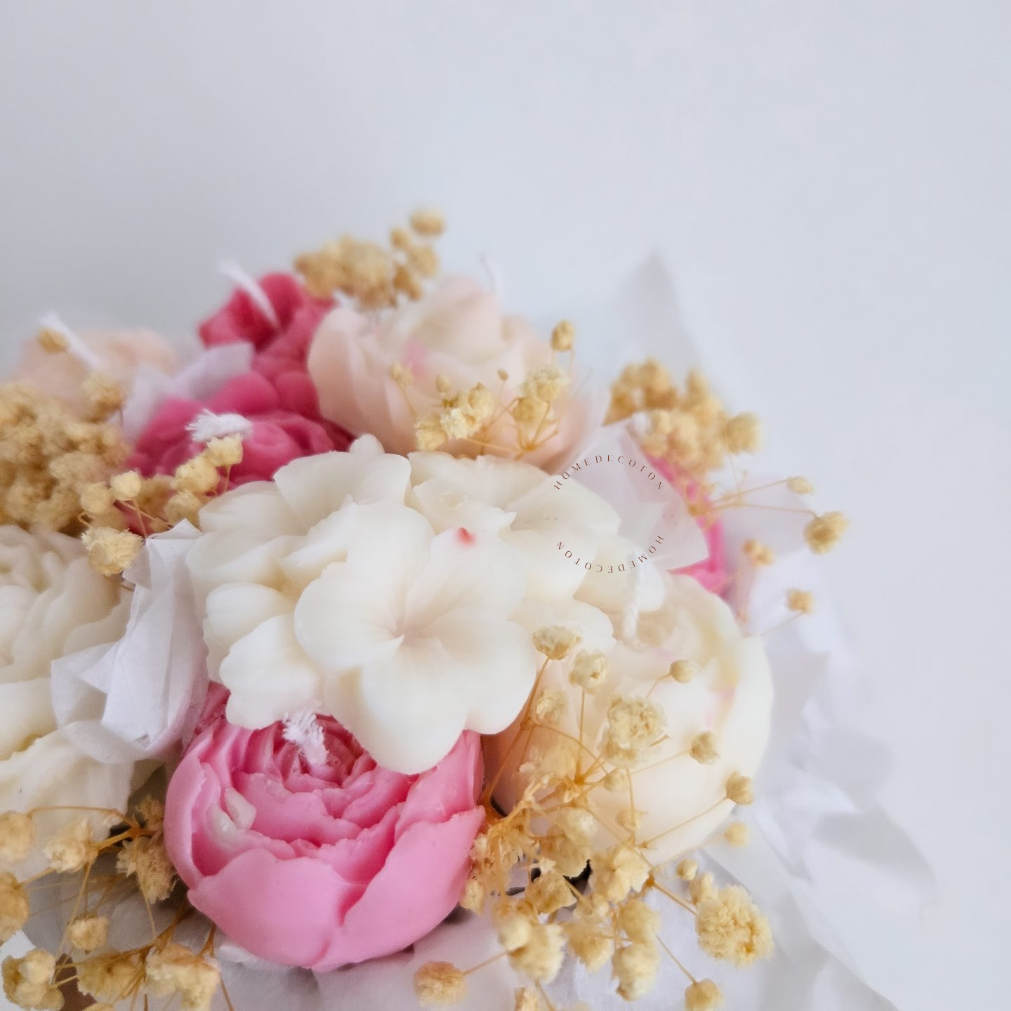 Bouquet rose & blanc - cire de soja