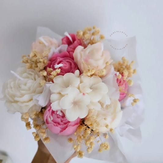 Bouquet rose & blanc - cire de soja